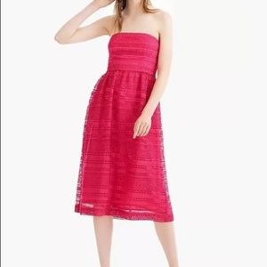 J. Crew Collection Strapless Lace Midi Dress Size 6 NEW Pink Wedding Romantic